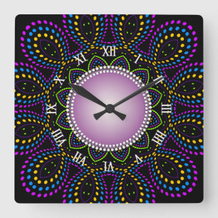Groovy Time farbenfrohe Hintergrundbeleuchtung Swi Quadratische Wanduhr