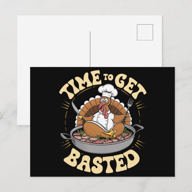 Groovy Time zu gebastelt Niedlichen Türkei Ernteda Postkarte (Vorne/Hinten)
