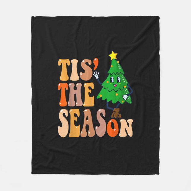 Groovy Tis The Season Christmas Pine Tree Fleecedecke (Vorderseite)
