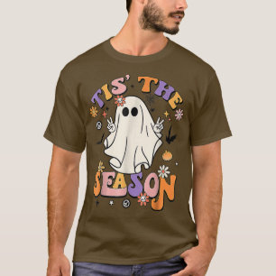 Groovy Tis The Season Pumpkin Ghost, Hippie Herbst T-Shirt