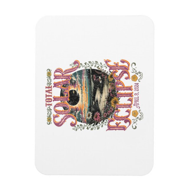 Groovy Total Solar Eclipse 8. April 2024 Astronomi Magnet (Vertikal)