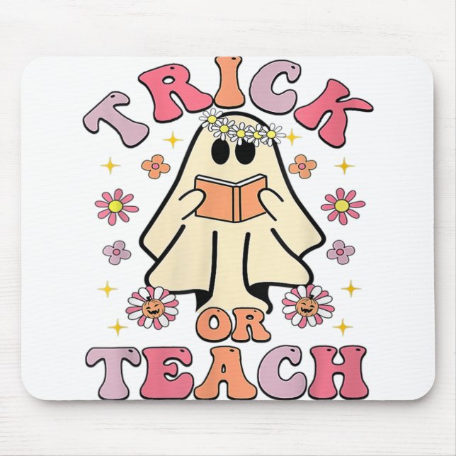 Groovy Trick oder lehren Ghost Lehrer Halloween Ko Mousepad (Vorne)