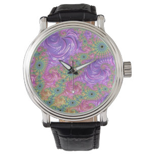 Groovy Trippy Boho Jewel Tone Rainbow Fraktal Armbanduhr