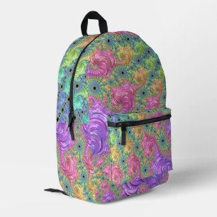 Groovy Trippy Boho Jewel Tone Rainbow Fraktal Bedruckter Rucksack