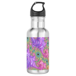 Groovy Trippy Boho Jewel Tone Rainbow Fraktal Edelstahlflasche