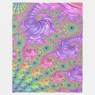 Groovy Trippy Boho Jewel Tone Rainbow Fraktal Fleecedecke