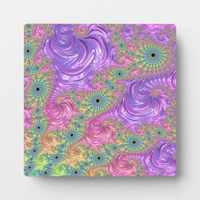 Groovy Trippy Boho Jewel Tone Rainbow Fraktal Fotoplatte (Vorderseite)