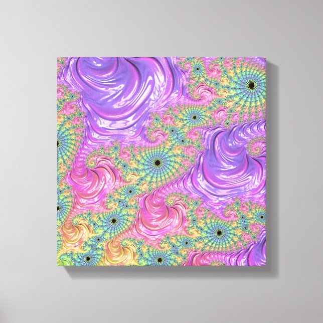 Groovy Trippy Boho Jewel Tone Rainbow Fraktal Leinwanddruck (Vorderseite)