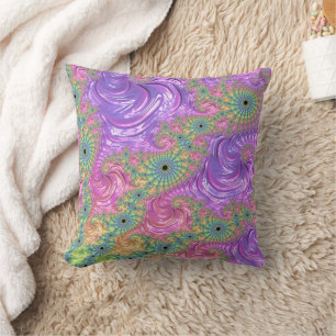 Groovy Trippy Boho Juwel-Ton Regenbogen Fraktal Kissen