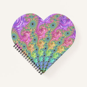 Groovy Trippy Boho Juwel-Ton Regenbogen Fraktal Notizbuch
