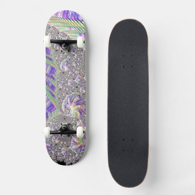 Groovy Trippy Funky Psychedelic Fraktal Art Skateboard (Vorderseite)