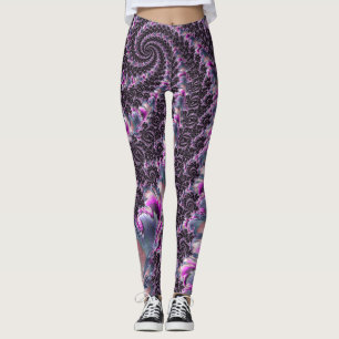 Groovy Trippy Funky Psychedelic Spiral Fraktal Art Leggings