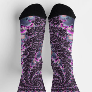 Groovy Trippy Funky Psychedelic Spiral Fraktal Art Socken