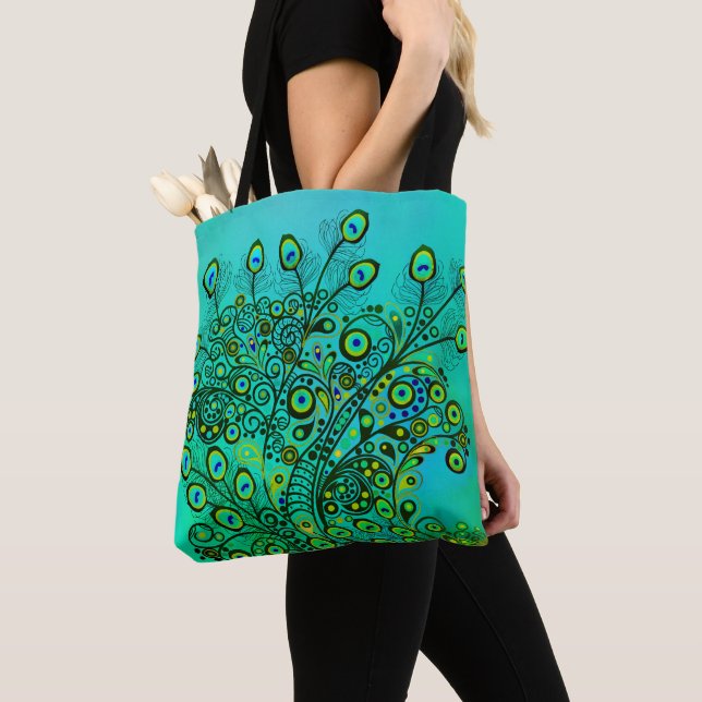 Groovy Trippy Peacock Feathers Tasche (Von Nahem)