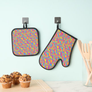Groovy Trippy-Quirky-Pansexual-Prix Ofenhandschuh & Topflappen-Set