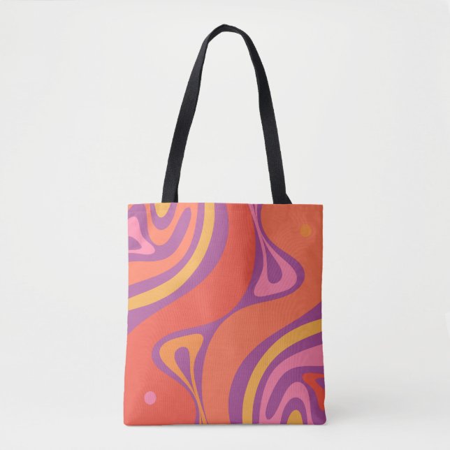 Groovy Trippy Retro Ästhetisch Abstrakt farbig Tasche (Vorderseite)