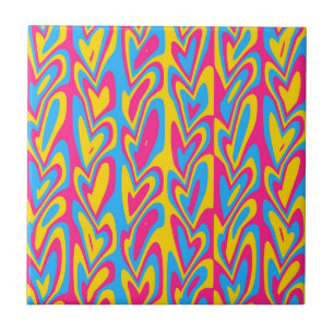 Groovy Trippy Squiggly Quirky Pansexuelle Pride Fliese