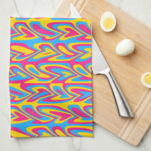 Groovy Trippy Squiggly Quirky Pansexuelle Pride  Geschirrtuch