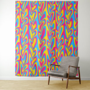 Groovy Trippy Squiggly Quirky Pansexuelle Pride Wandteppich