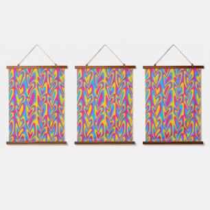 Groovy Trippy Squiggly Quirky pansexuelle Pride Wandteppich Mit Holzrahmen