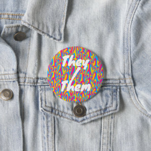 Groovy Trippy Squiggly Quirky Pansexuelle Stolz Button