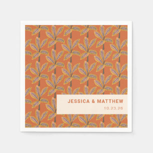 Groovy Tropical Palm Trees Burnt Orange Wedding Serviette
