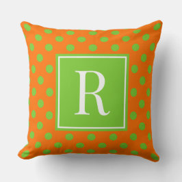 Groovy-Tupfenmuster - Orange und Limettengrün Kissen
