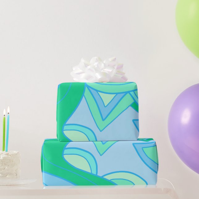 Groovy Türkblau Geschenkpapier (Partygeschenke)