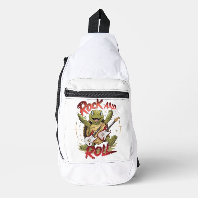 Groovy Turtle Rocking Out Rock and Roll Crossbody Bag (Vorderseite)