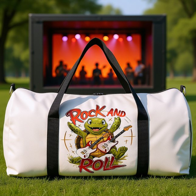 Groovy Turtle Rocking Out Rock And Roll Duffle Bag (Von Creator hochgeladen)