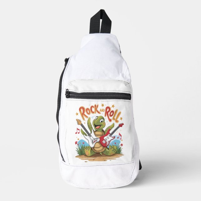 Groovy Turtle Rockstar Rock and Roll Crossbody Bag (Vorderseite)
