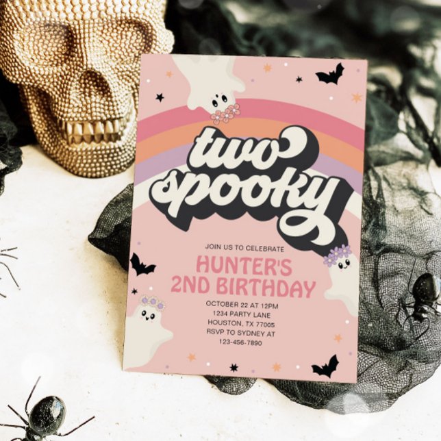 Groovy Two Spooky Girl 2. Geburtstag Halloween Einladung (Von Creator hochgeladen)