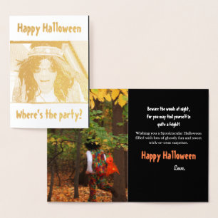 Groovy Typ Halloween Gold Foil Grußkarte Folienkarte