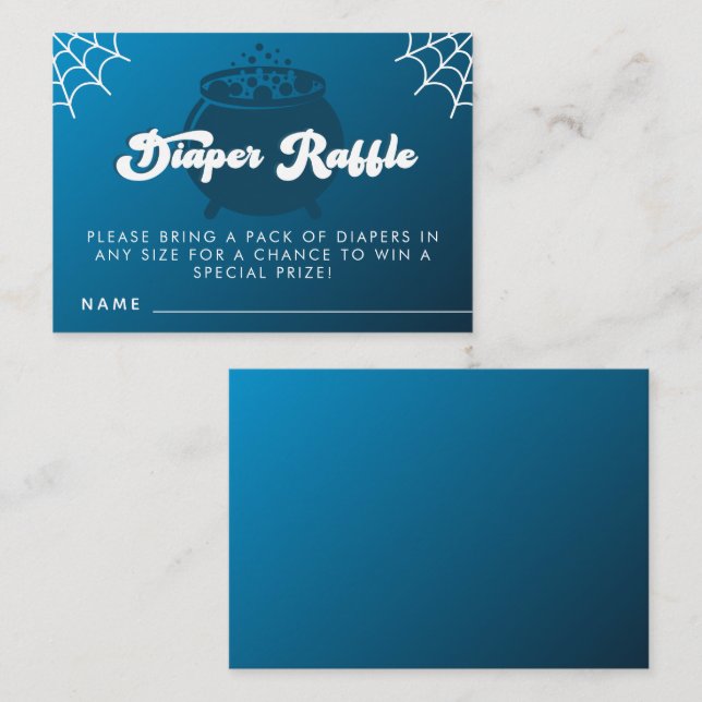 Groovy Typografie Halloween Boy Blue Diaper Raffle Begleitkarte (Vorne/Hinten)