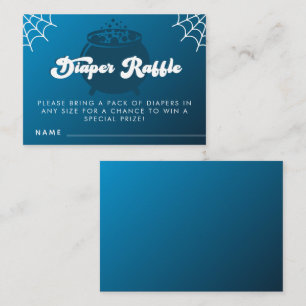 Groovy Typografie Halloween Boy Blue Diaper Raffle Begleitkarte