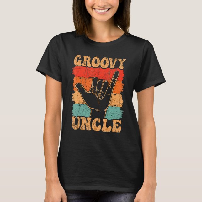 Groovy Uncle 70s Aesthetic Nostalgia 1970's Retro  T-Shirt (Vorderseite)