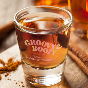 Groovy und Boozy Junggesellinnen-Abschiedsschnapsg Schnapsglas