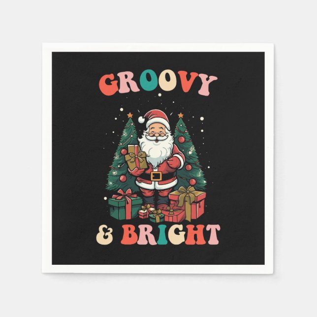 Groovy und helle Weihnachtsfeiertage Retro Serviette (Vorderseite)