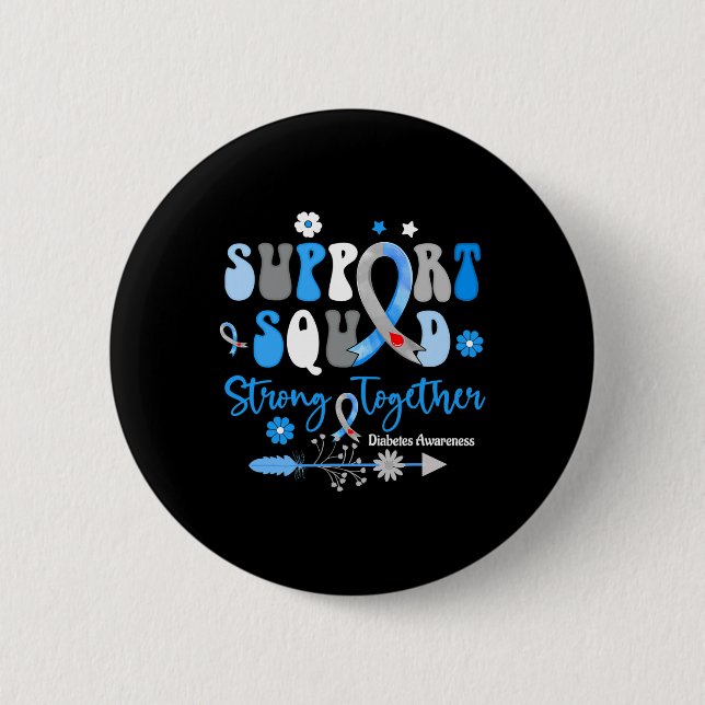 Groovy Unterstützung Squad Ribbon T1d Diabetes Bew Button (Vorderseite)