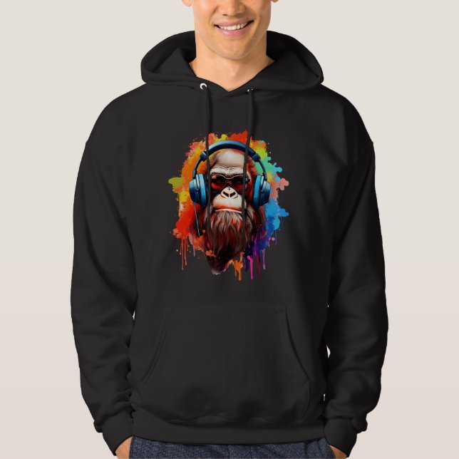 Groovy Urban Ape in Tunes Hoodie (Vorderseite)
