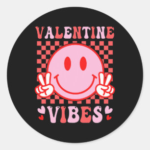 Groovy Valentine Vibes Valentinstag Shirts für G Runder Aufkleber