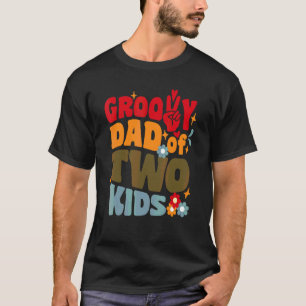 Groovy Vater von zwei Kindern Retro Wavy 70er Jahr T-Shirt