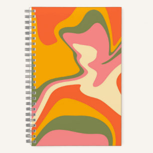 Groovy verflüssigter Marmor Retro 60er Jahre Vinta Notizbuch