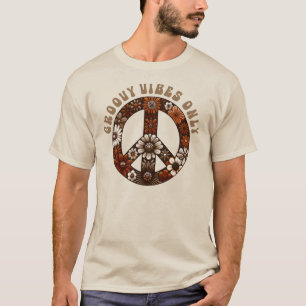 Groovy Vibes Only 70er Peace Sign T-Shirt