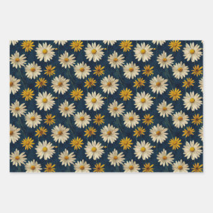 Groovy Vintag Daisy Blue Geschenkpapier Set