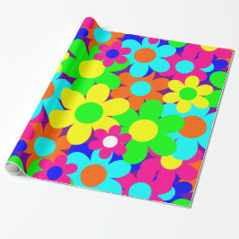 Groovy Vintag Mod Blütenpflanzen Blume Geschenkpapier