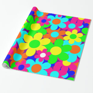 Groovy Vintag Mod Blütenpflanzen Blume Geschenkpapier