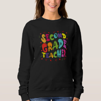 Groovy Vintage 2. Klasse Lehrer Zurück zur Schule Sweatshirt