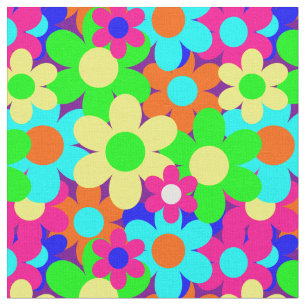 groovy vintage mod floral Blumen Stoff