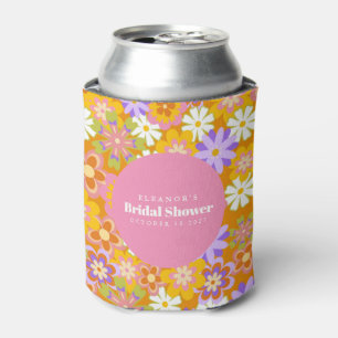 Groovy Vintage Orange Florales Brautbad Custom Dosenkühler